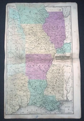 1844 D.F. Robinson Antique Map Olney School Atlas USA South Western States - Image 1 of 4