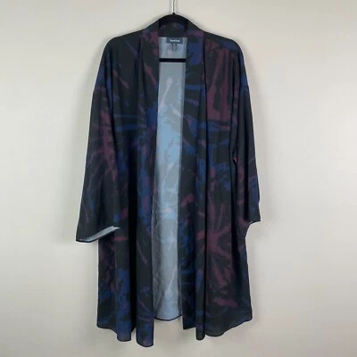 Modcloth Open Front Kimono Cardigan Size 2X Black Blue Purple - Image 1 of 4