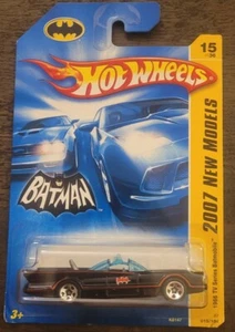 2007 Hot Wheels #15 New Models 15/36 1966 TV SERIES BATMOBILE Black w/Chrome 5Sp - Picture 1 of 2
