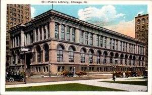 Vintage 1920's Chicago Public Library Illinois White Border Postcard - Picture 1 of 2