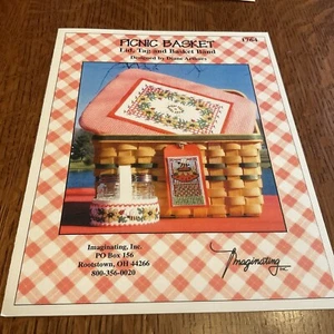 Cross Stitch Patterns"Picnic Basket" Design By Dianne Arthur. Lid,Tag And Basket - Picture 1 of 2