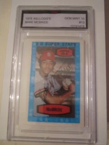 1975 BAKE MCBRIDE #13 KELLOGG'S BASEBALL CARD FGS GRADED GEM MINT 10 TUB BN-20 - Picture 1 of 2