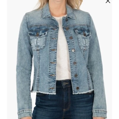 KUT FROM THE CLOTH Frayed Denim JacketNWT SIZE IS a xsmall - Image 1 of 4