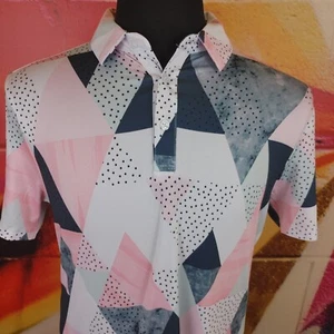 Polo de golf Yatta para hombre manga corta patrón geométrico rosa, negro, gris talla S - Imagen 1 de 8