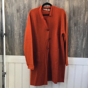 First Issue vintage 100% wool knit long burnt orange cardigan size XL - Picture 1 of 4