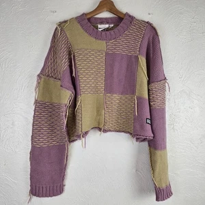 Ragged Jeans Damen Grobstrick Pullover Flieder Beige Patchwork Distressed L - Bild 1 von 20