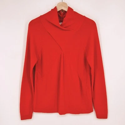 Suéter Reiss Torá Mezcla Lana Cachemira Mujer Grande Cuello Torcido Cuello Alto Rojo Foto 1 de 4