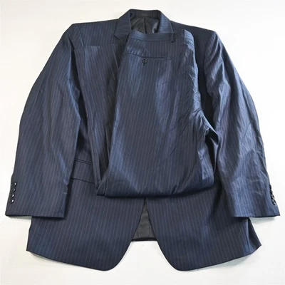 Jones New York 44R 36x32 Azul Marino Rayas Lana Hombres Chaqueta Pantalones Traje Foto 1 de 4