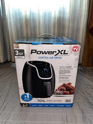 Power XL 3-Qt Vortex Air Fryer - Black BRAND NEW OPEN BOX - Image 1 of 4