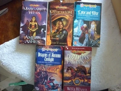 Dragonlance 5 fantasy books 4 by Tracy Hickman & Margaret Weis 1 by Mary Herbert - image 1 of 4