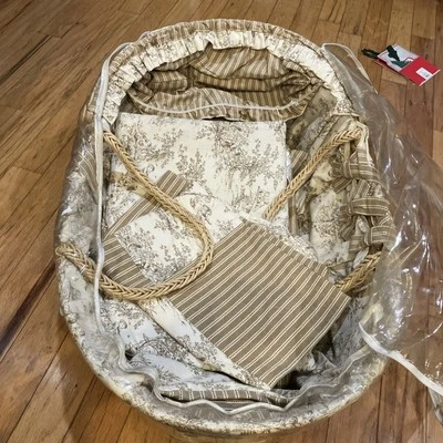 Nueva Cesta Wendy Ann Moses, Cuna Bebé Patrón Toile Toldo a Rayas Foto 1 de 4