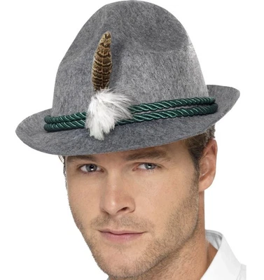 Adulto Vestido Elegante Alemán Trenker Bávaro Sombrero Oktoberfest Sombrero Gris - NUEVO Foto 1 de 4