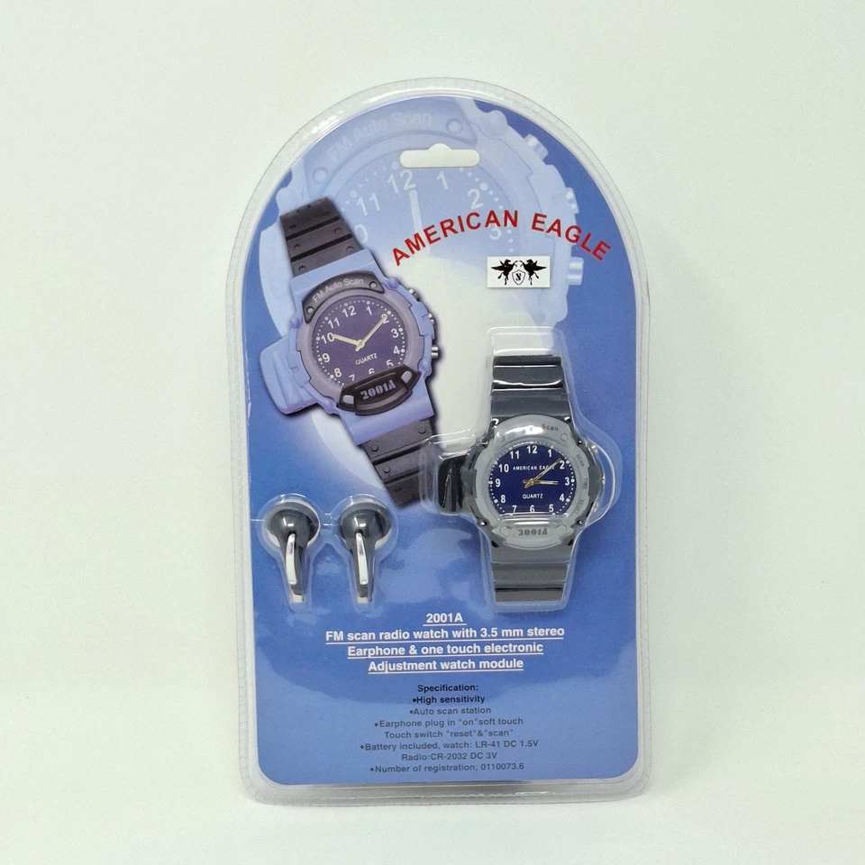 American Eagle 2001A Digital Sport Radio FM Watch w/ Headphones - New Foto 1 de 1