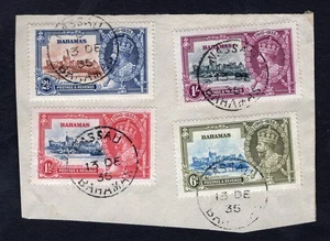 BAHAMAS 1935 Jubilee Set on Cover Piece - Picture 1 of 2