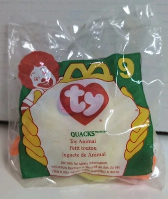 182. McDonalds Toy Stuffed Animal Quacks Toy Animal 1996 #9 Vintage Sealed - Image 1 of 2