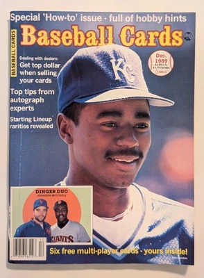 1989 BASEBALL CARDS MAGAZINE W/ UNCUT INSERT SHEET DECEMBER ISSUE GORDON COVER - Image 1 of 4