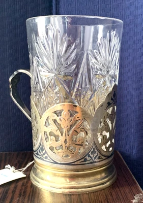 DE COLECCIÓN KUBACHI SOVIÉTICO URSS PLATA ESTERLINA 875 VIDRIO DORADO PORTAVASOS DE TÉ Foto 1 de 4