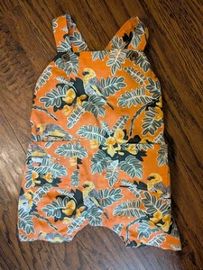 Pataloha Patagonia Latzhose Shorts Strampler 3-6 Monate Hawaii Baumwolle Koralle Blumen - Bild 1 von 6