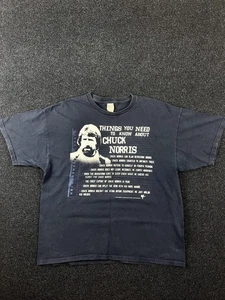 Chuck Norris Shirt Mens XL Navy Blue Funny Facts Graphic Tee Gildan 2010 Humor - Picture 1 of 9