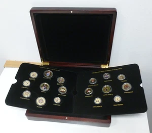 Britain's Coinage coloured & Gold-plated Elizabeth II boxed 17-coin set 2 trays - Picture 1 of 5