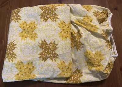 NEW Sears Shower of Stars Yellow Perma Prest Muslin FULL Fitted Sheet - Image 1 of 4