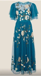 MONSOON BNWT Size 22 Stunning Teal Blue Embroidered Occasion Dress RRP £140 - Picture 1 of 21