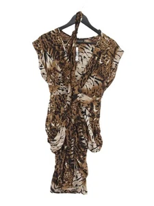 Warehouse Women's Midi Dress UK 10 Brown 100% Silk A-Line - Picture 1 of 6