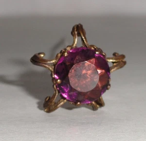 Antiguo alfiler ~ piedra color amatista ~ Art Nouveau antiguo tono dorado - Imagen 1 de 11