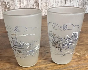 Vintage Currier and Ives Frosted Drinking Glasses Set of 2 - Bild 1 von 8