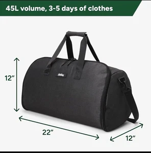 Halfday Convertible 2 in 1 Garment Duffel Weekender 45L Carry On Bag Shadow NWT - Picture 1 of 14