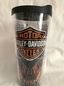 Tervis Tumbler HARLEY DAVIDSON MOTORCYCLES  "Wings & Flames" 24 oz w/Lid Used - Picture 1 of 2