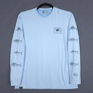 Pelagic Aquatek Who's UR Mahi Long Sleeve Performance Shirt Mens XL Blue UPF 50 - Picture 1 of 11