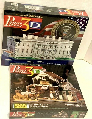  2 rompecabezas NS PUZZ3D 3D - Casa Blanca de Estados Unidos 443 piezas y cafetería percha de pájaros Foto 1 de 4