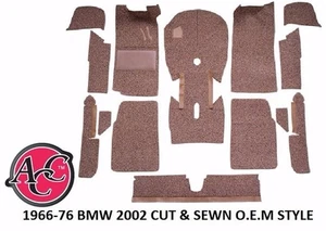 ACC 1966-76 BMW 2002 CARPET KIT CUT & SEWN / MOLDED CHOOSE COLOR BLACK BLUE GRAY - Picture 1 of 15