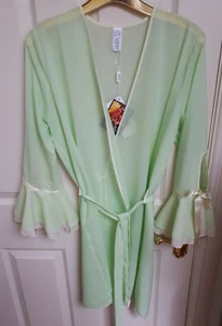 Coemi Size 10/12 Opal Green Sheer Chiffon Kimono Robe Luxury Brand Nightwear - Picture 1 of 7