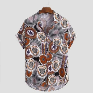 Men's Short Sleeve Shirt Loose Fit Cardigan Style Printing for Teenagers Made fr - Picture 1 of 21