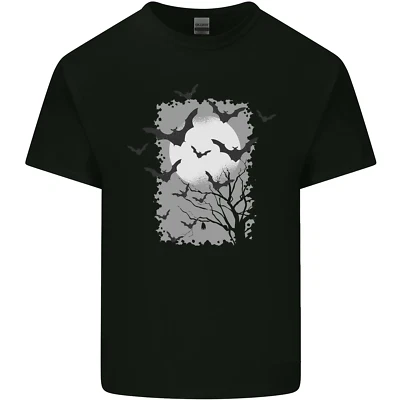 a Bat Landscape with a Full Moon Halloween Mens Cotton T-Shirt Tee Top - Image 1 of 2