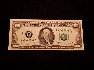 1988 $100 FRN FEDERAL RESERVE NOTE - (D) CLEVELAND, OHIO LOT#CA160 - Image 1 of 4