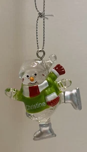 “Christine” Personalized Skating Snowman Mini Holiday Ornament Ganz 2” Tall NWT - Picture 1 of 4