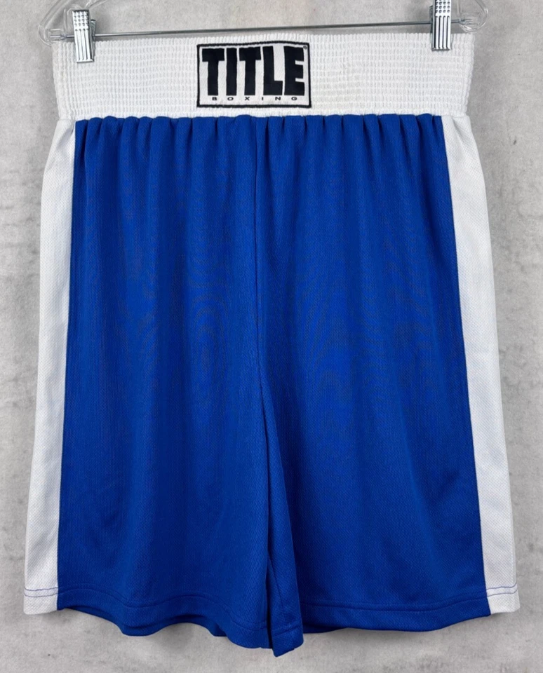 Title Boxing Shorts Mens Medium Fight Training MMA Boxer Trunks Blue White UFC M - Image 1 of 4