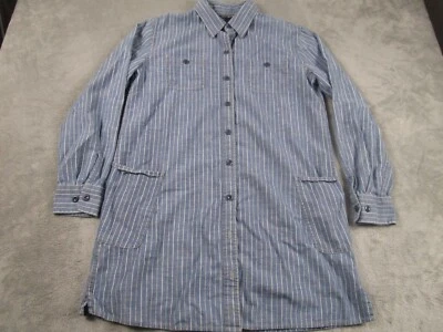 Lucky Brand Shirt Dress Womens Medium Blue Striped Button Up Casual Preppy - Image 1 of 4