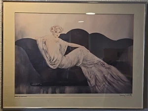 Sofa By Louis Icart Art Deco Large Framed Signed Titled Vintage Print - Picture 1 of 5