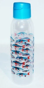 1 Tupperware Eco Water Bottle 25 oz. Flip-Top Cap Blue Angler Fish - Picture 1 of 3