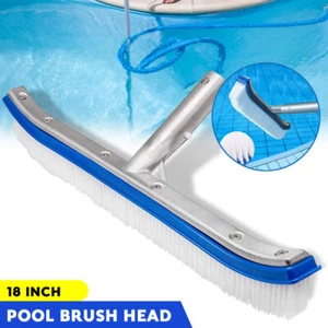 18" Heavy Duty Swimming Pool Wall Tile Brush Curved Edge Polished Aluminum Back - Picture 1 of 12