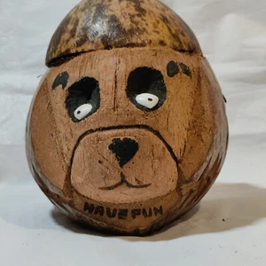 Tiki Bar Coconut Head Bank Carved Bear - Picture 1 of 5