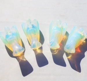2025Hand Carved Opalite Angel Figurine Rainbow Crystal Home Decor Healing Gift - Picture 1 of 12