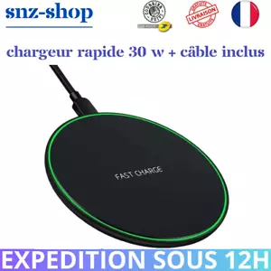 Chargeur sans Fil Induction RAPIDE 30W Pour Iphone 13 12 11 X XR Samsung XIAOMI - Imagen 1 de 5