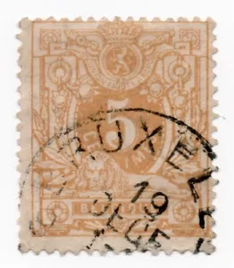 1869 - Belgien - Bildnisse von Leopold II., 5 c. Ocker gebraucht - Bild 1 von 1