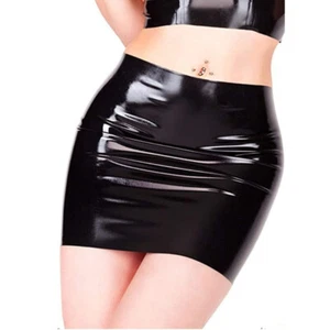 Women Faux Latex Mini Short Skirt Wet Look Stretchy Bodycon Dance Club Sexy - Picture 1 of 9