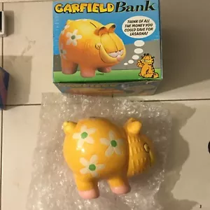 Vintage 1997 Owings Mills Garfield the Cat Piggy Bank large ceramic & box - Picture 1 of 11
